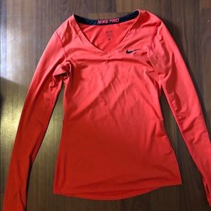 Orange Nike Pro Long Sleeve